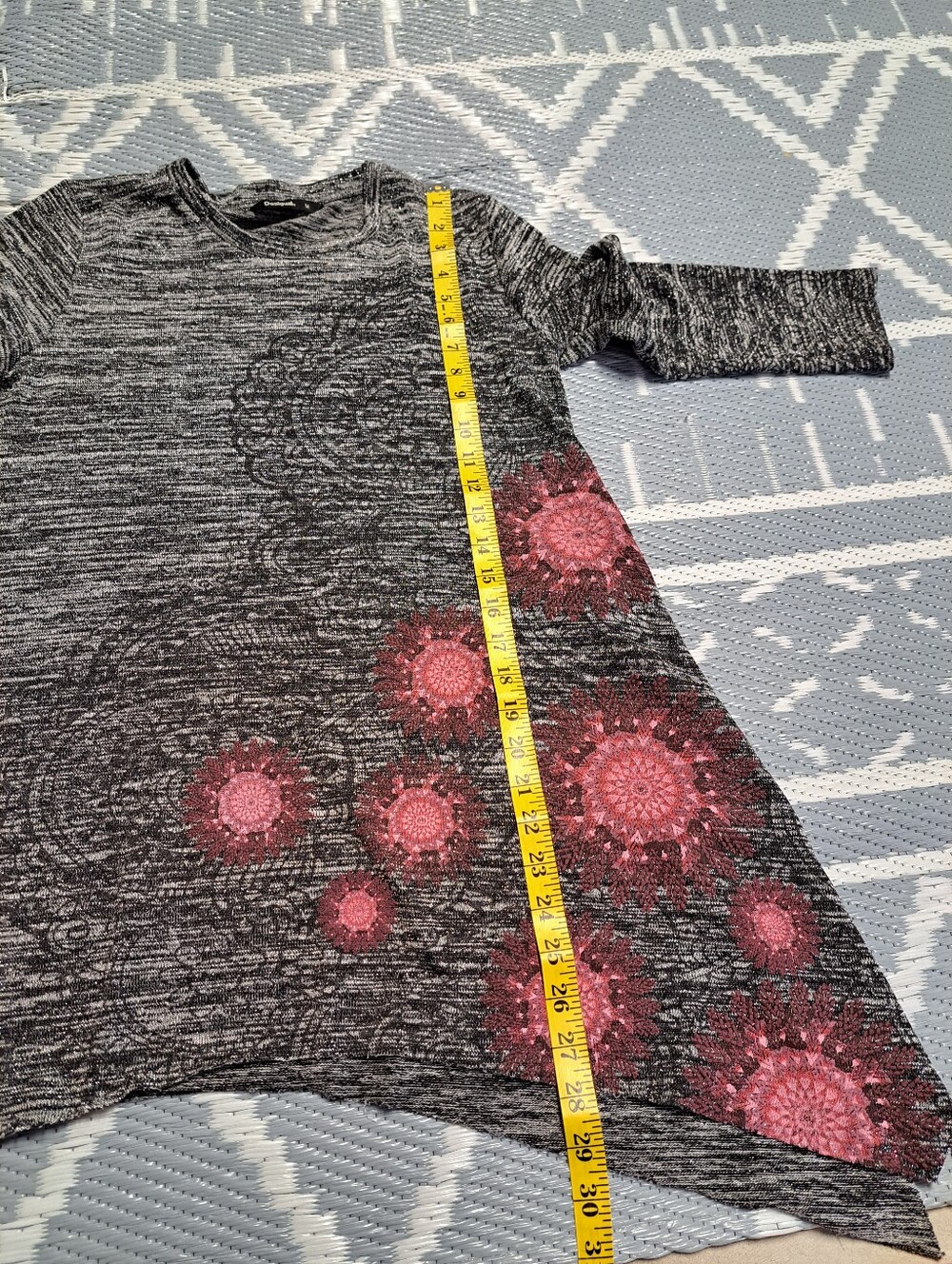 Desigual Agatha marled gray asymmetric knit tunic blouse, - Picture 8 of 8